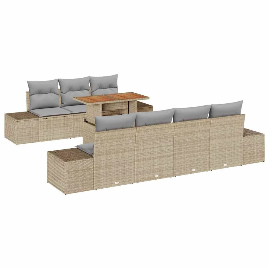 Ensemble de canapé de jardin 8 pc Beige et gris - 2