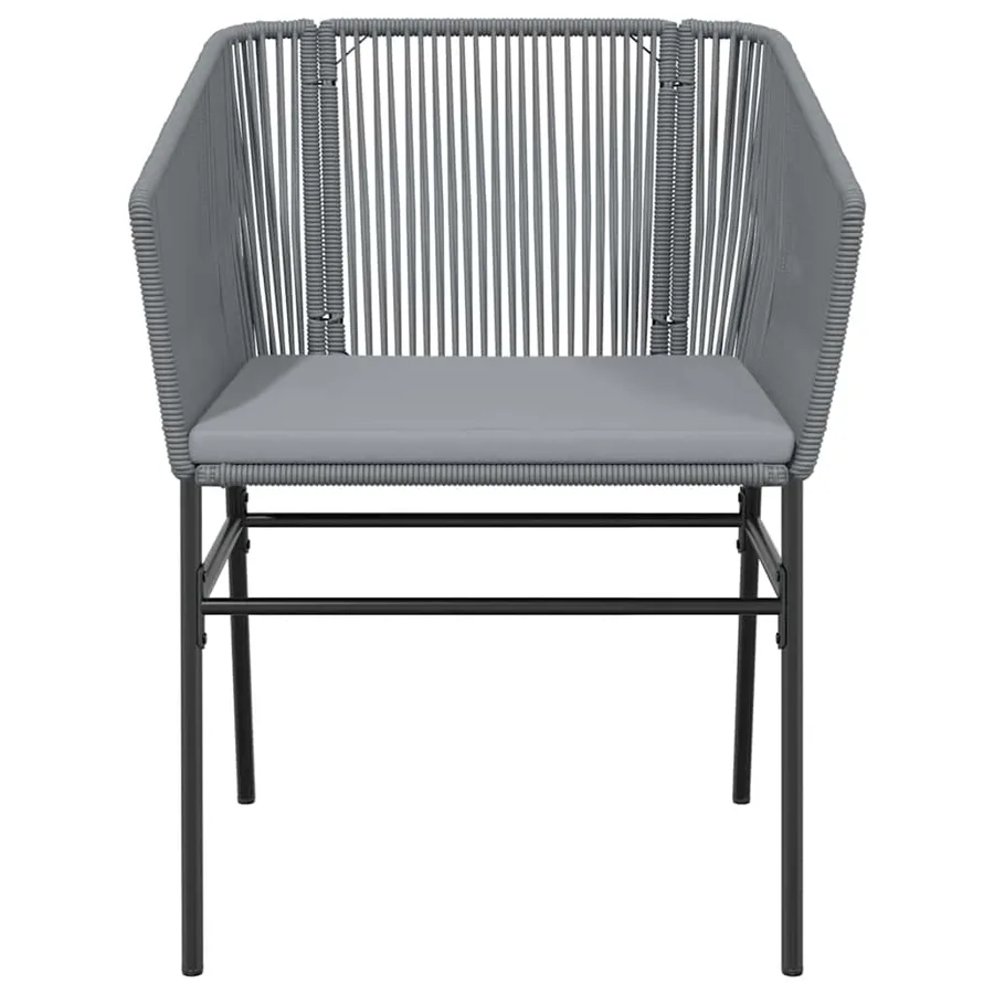 Ensemble à manger jardin coussins 5 pcs gris poly rotin verre - 7