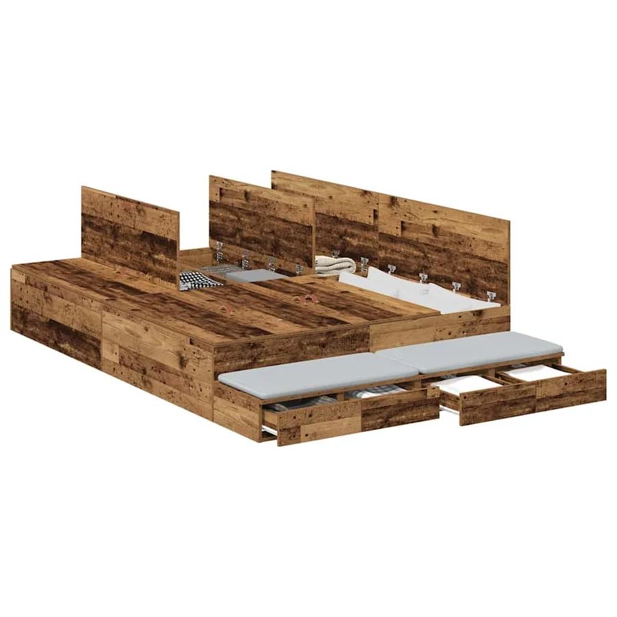 Cadre de lit avec rangement avec tiroir Bois Ancien 160 cm - 3