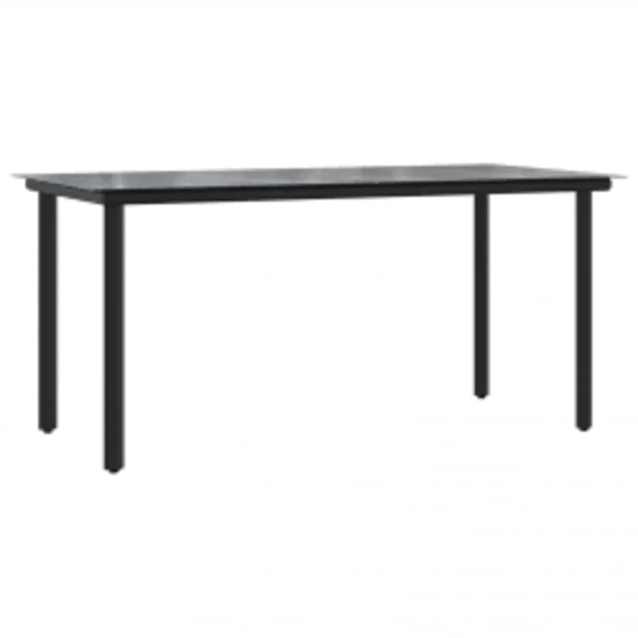 Ensemble à manger de jardin 5 pcs noir résine tressée verre - 5