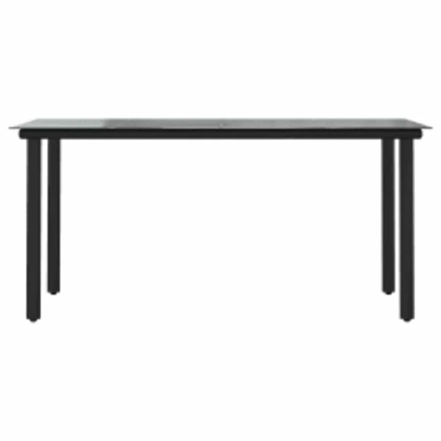 Ensemble à manger de jardin 5 pcs noir résine tressée verre - 7