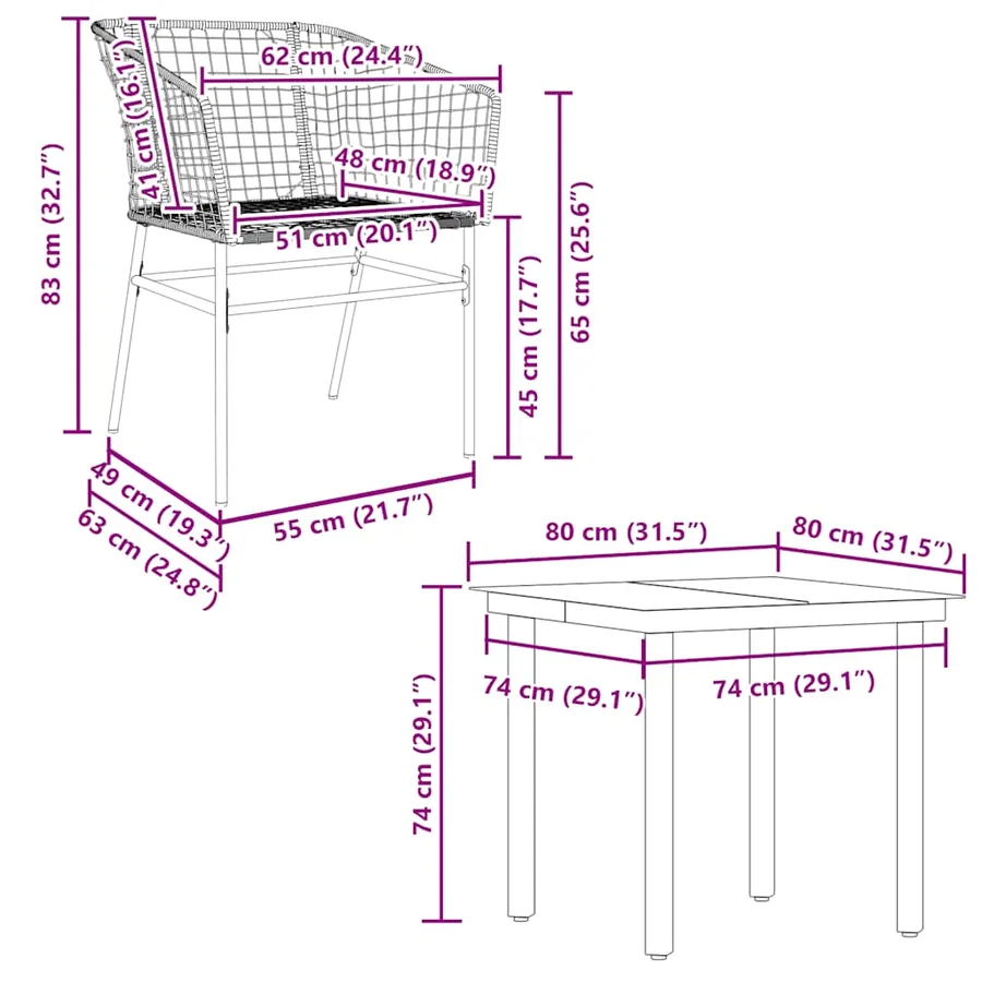 Ensemble à manger de jardin 5 pcs noir résine tressée verre - 10