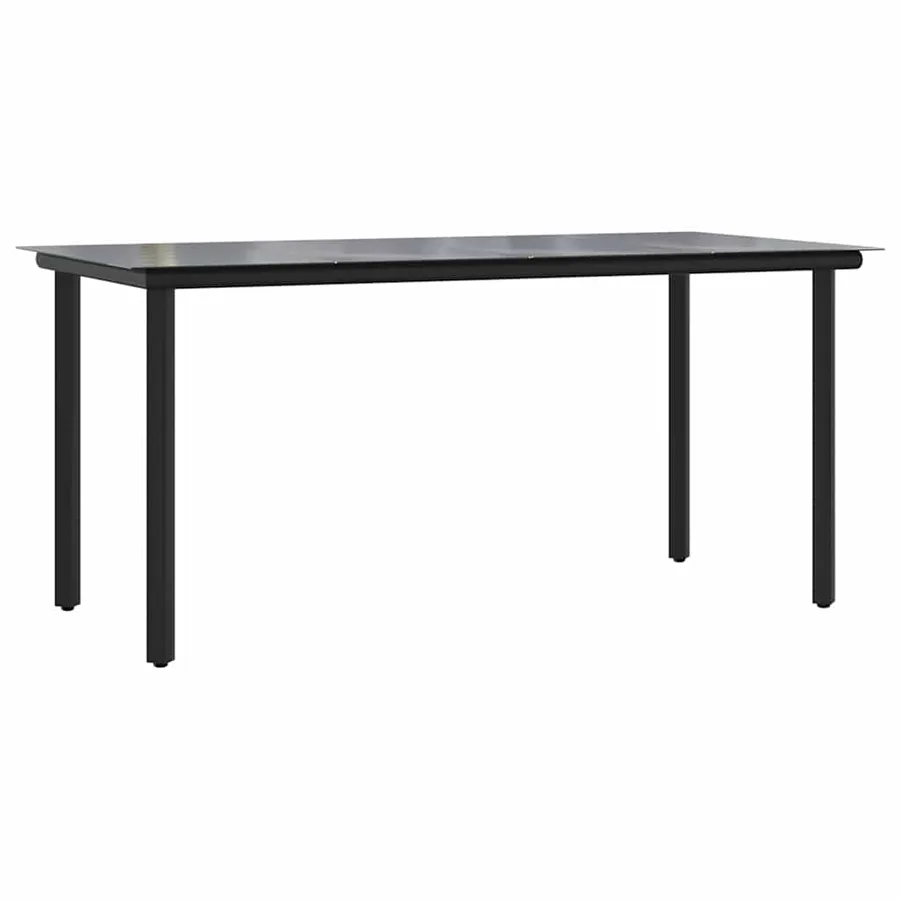 Ensemble à manger de jardin 7pcs noir poly rotin verre - 5
