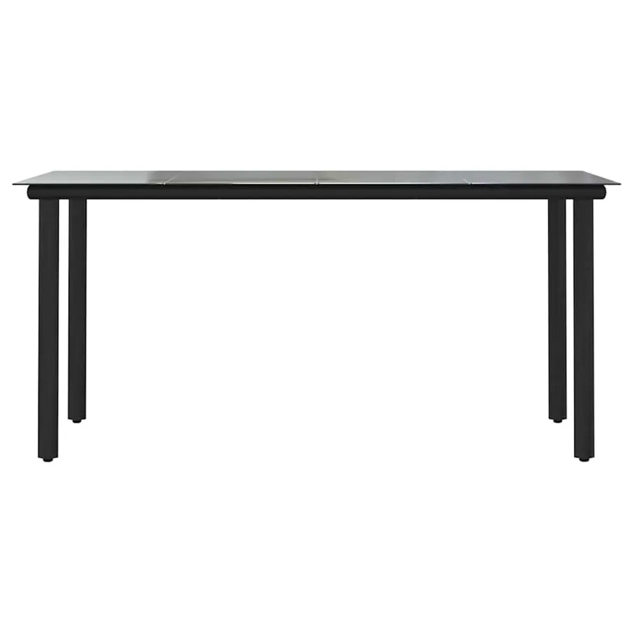 Ensemble à manger de jardin coussins 7pcs noir poly rotin verre - 7