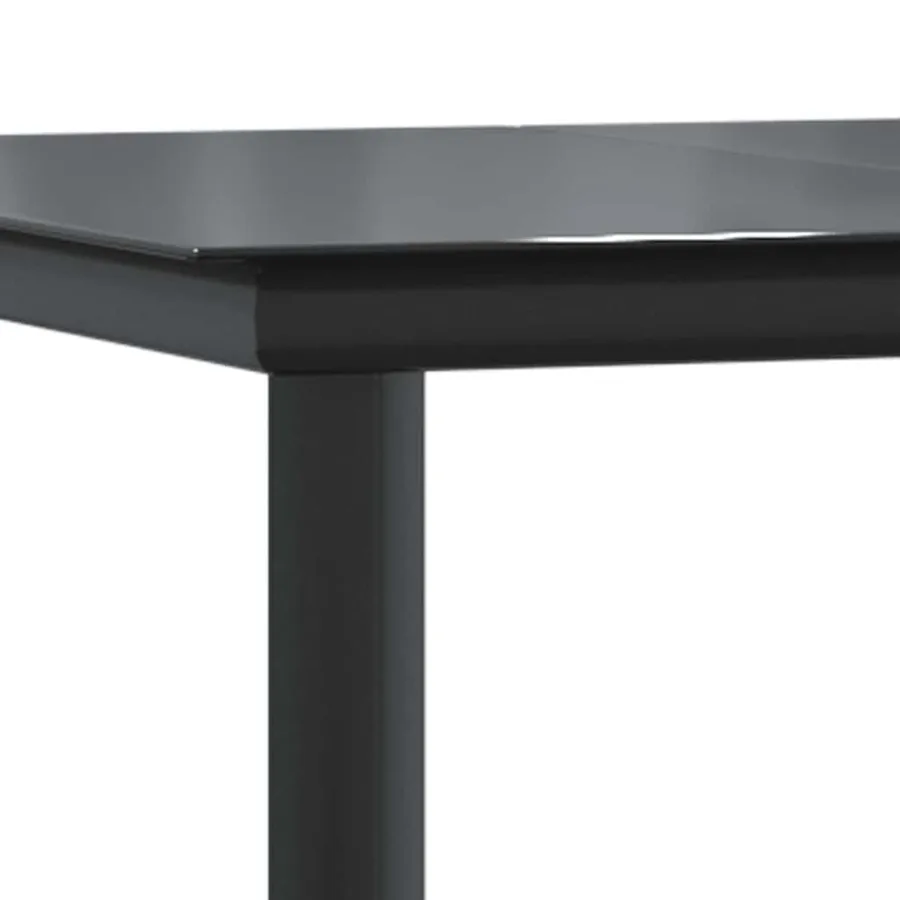 Ensemble à manger de jardin coussins 7pcs noir poly rotin verre - 9