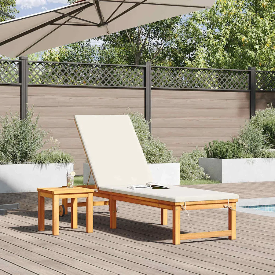 Transat 2 pcs Marron Bois d'Acacia Massif - 3