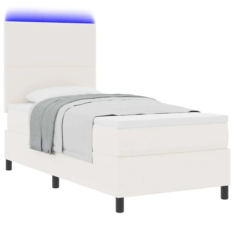 Lit à ressort LED avec tête de lit Crème et Blanc 90 x 200 cm - 3