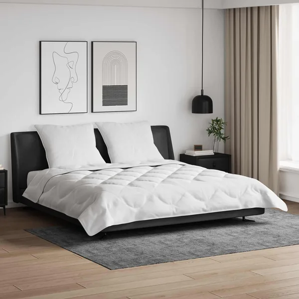 Duvet d'été simple avec oreiller 3 pcs Blanc Microfibre