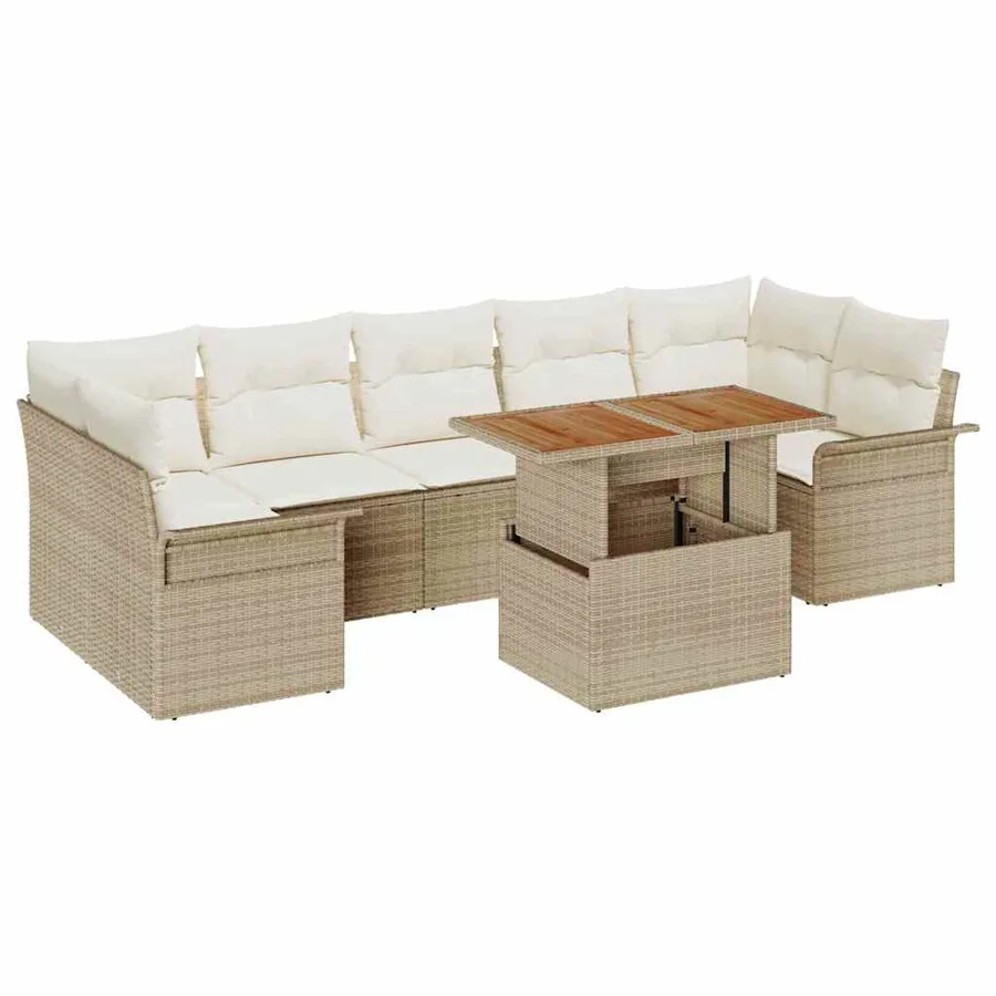 Ensemble de canapé de jardin avec coussin 8 pcs beige et crème - 2