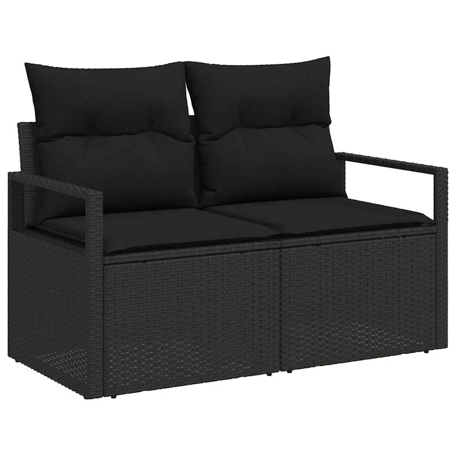 Ensemble de Canapés avec coussin 9 pcs Noir polyrotin - 4