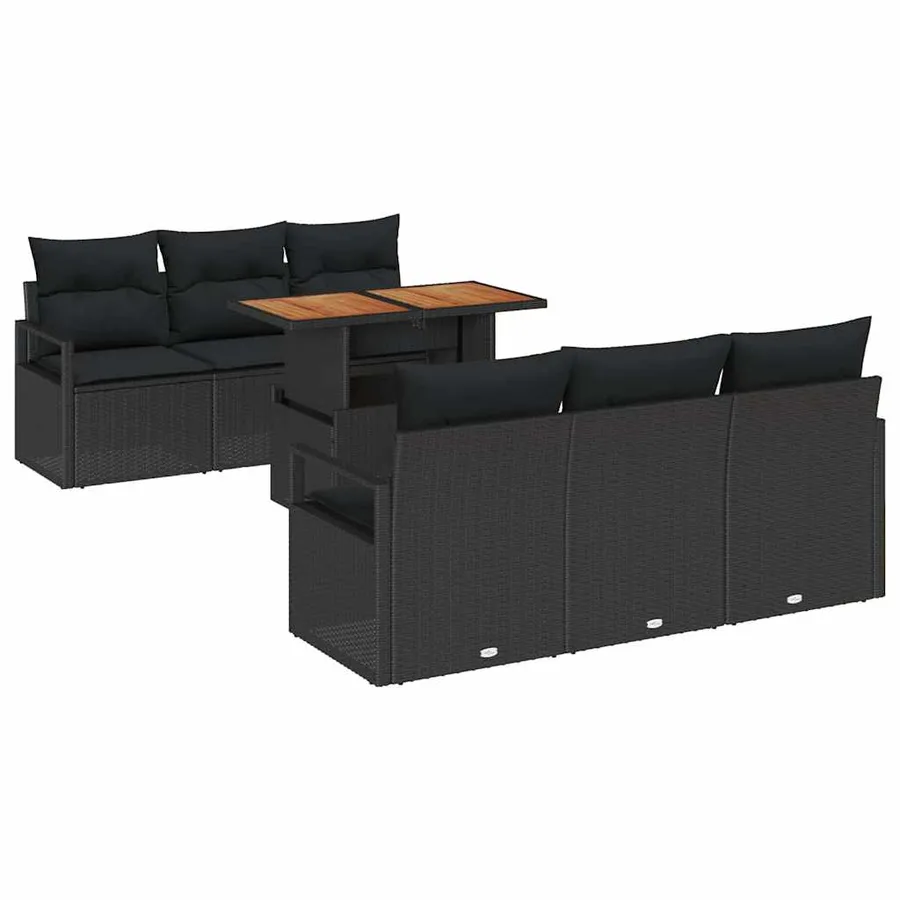 Ensemble de canapé de jardin avec coussin 7 pcs Noir - 2