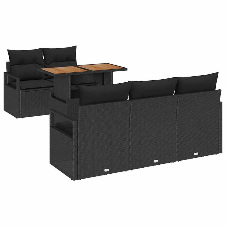 Ensemble de canapé de jardin avec coussin 6 pcs Noir - 2