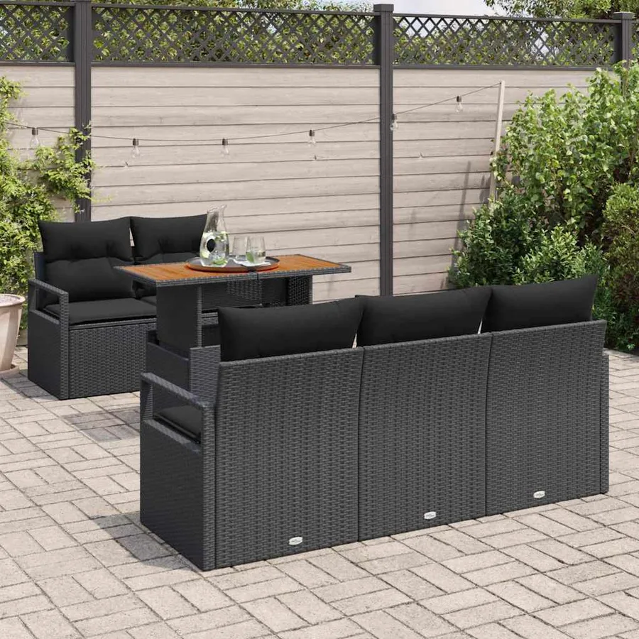 Ensemble de canapé de jardin avec coussin 6 pcs Noir - 3