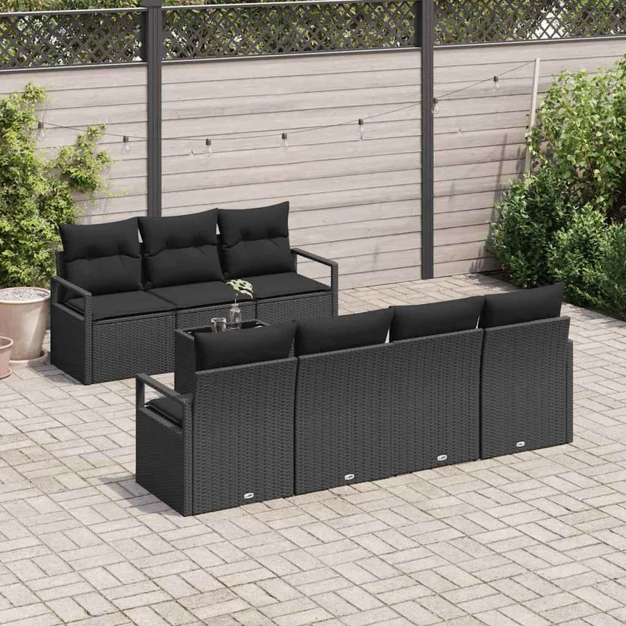 Ensemble de Canapés avec coussin 8 pcs Noir polyrotin - 3