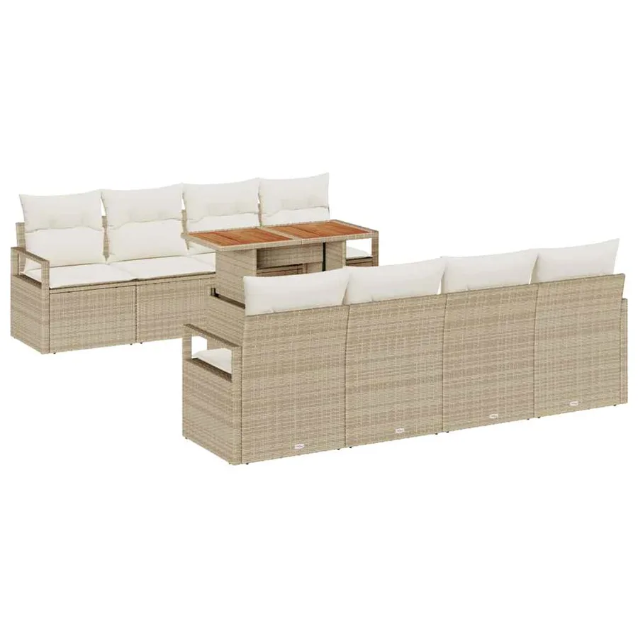 Ensemble de canapé de jardin avec coussin 9 pcs Beige et crème - 2