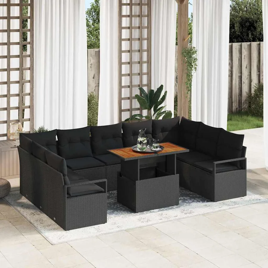 Ensemble de canapé de jardin 10 pc 9-Nombre de places