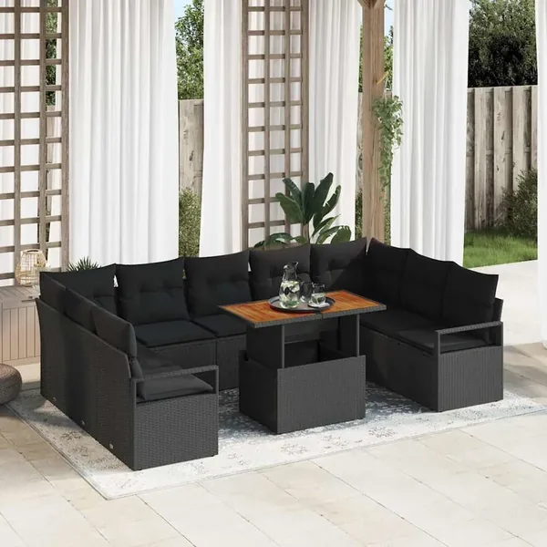 Ensemble de canapé de jardin 10 pc 9-Nombre de places