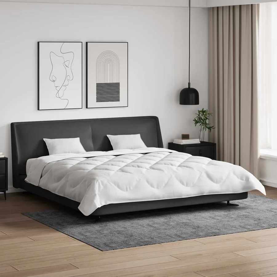Couette avec Oreillers avec oreiller 3 pcs Blanc Microfibre