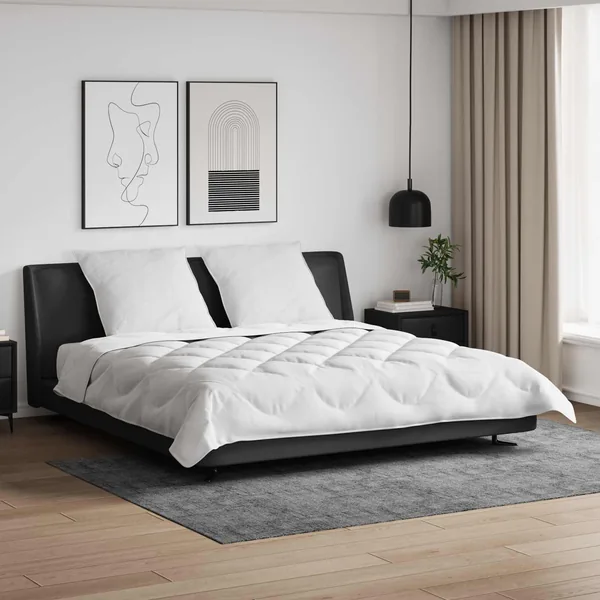 Couette avec Oreillers avec oreiller 3 pcs Blanc Microfibre