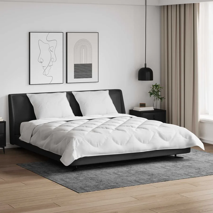 Couette avec Oreillers avec oreiller 3 pcs Blanc Microfibre