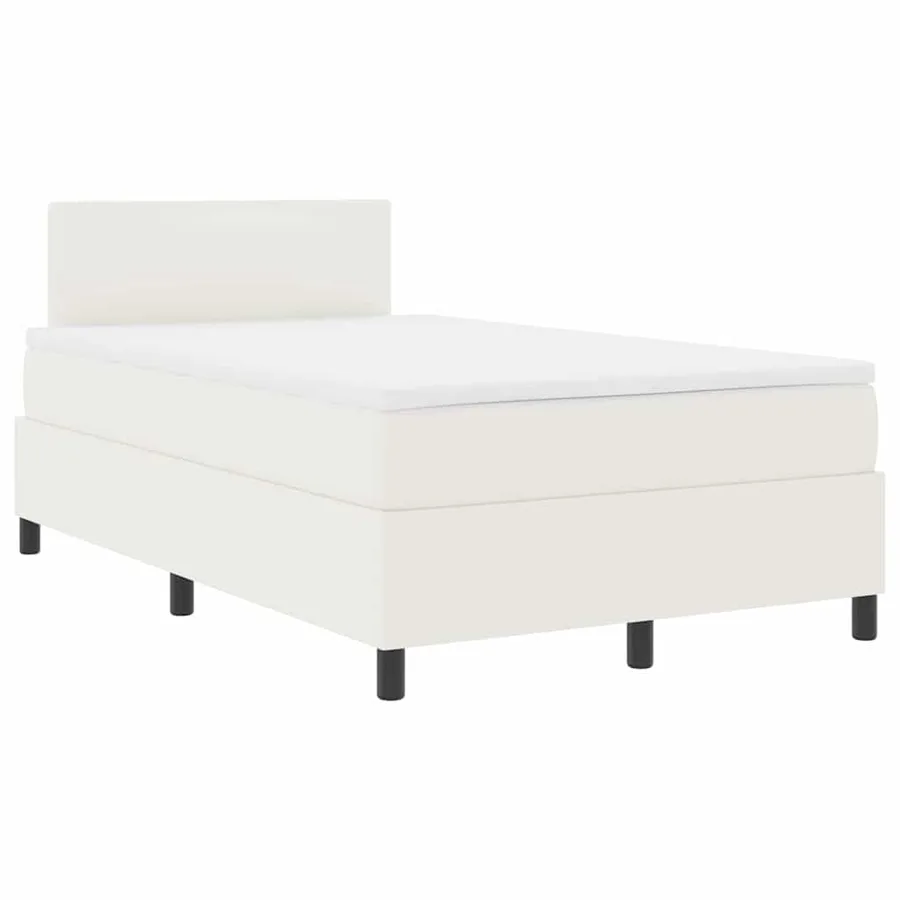 Lit à ressort LED avec tête de lit Crème et Blanc 120 x 190 cm - 2
