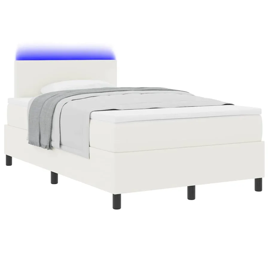 Lit à ressort LED avec tête de lit Crème et Blanc 120 x 190 cm - 3