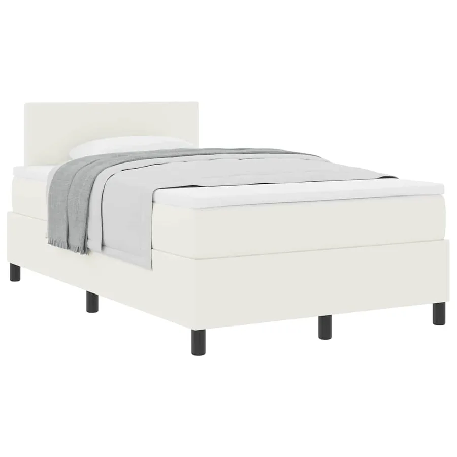 Lit à ressorts avec tête de lit Crème et Blanc 120 x 190 cm - 3