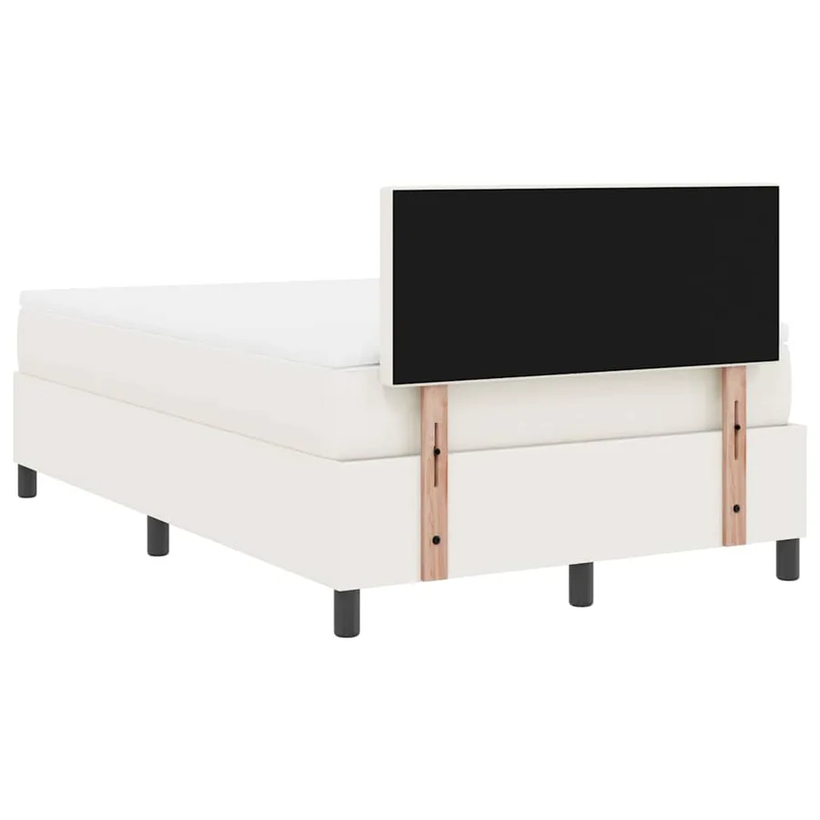 Lit à ressorts avec tête de lit Crème et Blanc 120 x 190 cm - 9