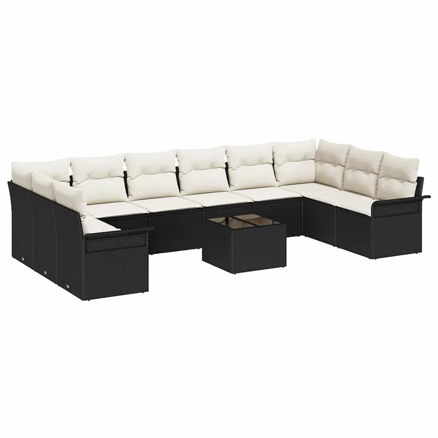 Ensemble de canapé de jardin 11 pcs Marron polyrotin - 2