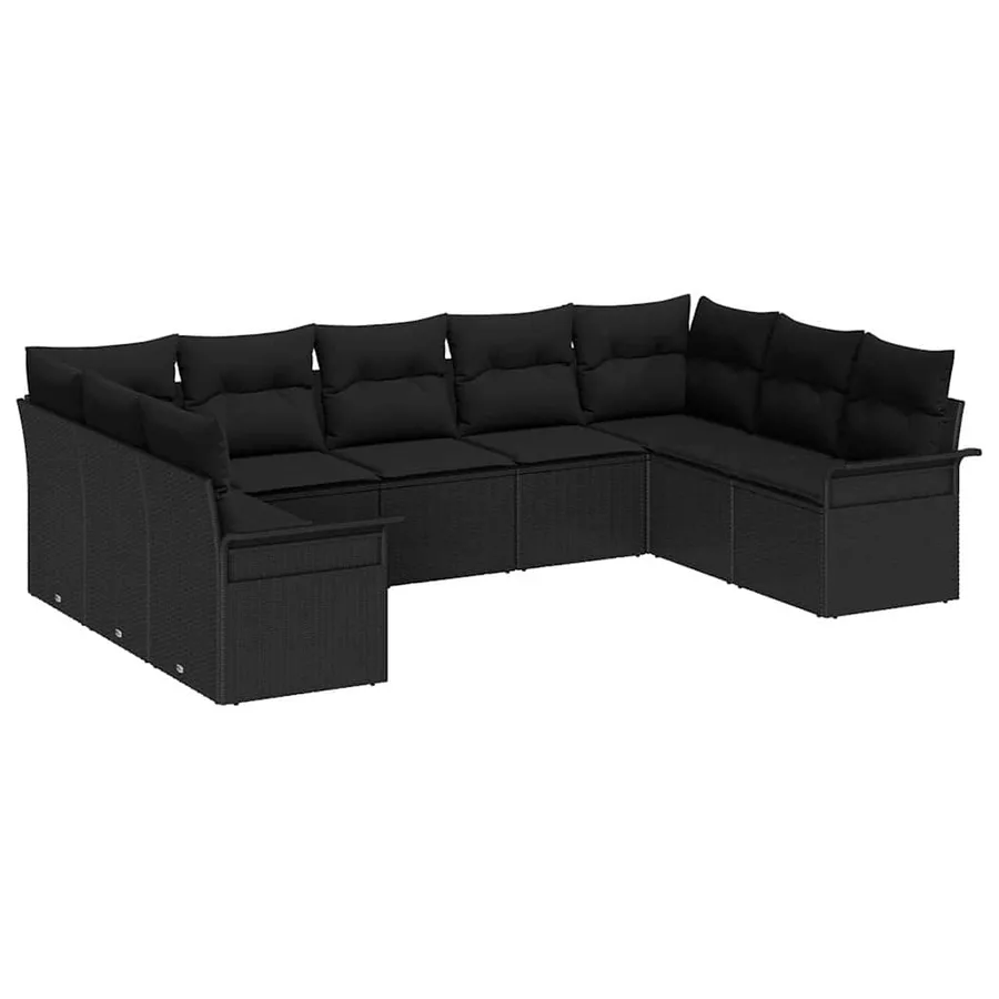 Ensemble de canapé de jardin avec stockage 9 pcs Noir polyrotin - 2