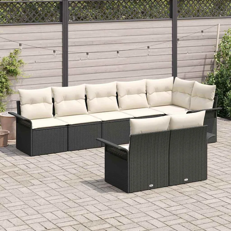 Ensemble de canapé de jardin avec stockage 8 pcs Noir polyrotin - 3