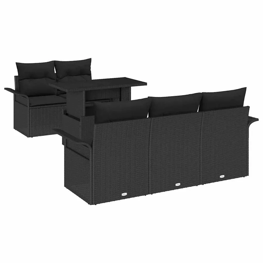 Ensemble de canapé de jardin 6 pcs Noir Poly Rattan - 2