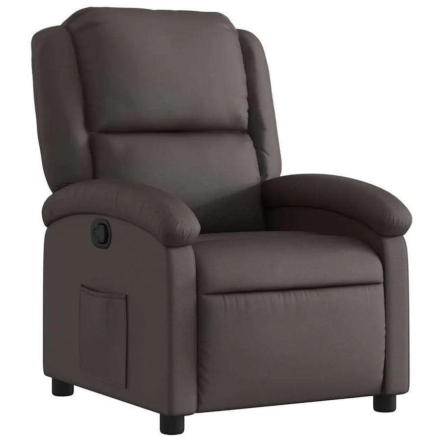 Fauteuil inclinable marron foncé cuir véritable - 2