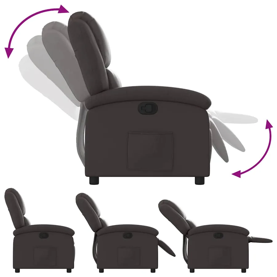 Fauteuil inclinable marron foncé cuir véritable - 5