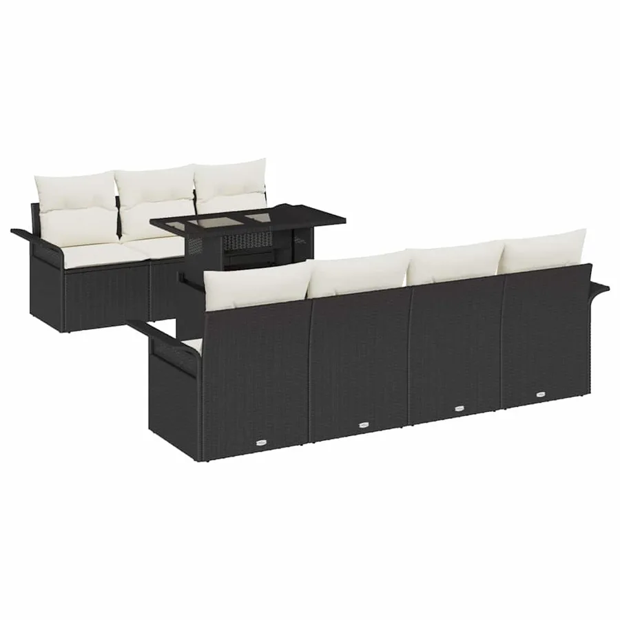 Ensemble de canapé de jardin 8 pcs Noir Poly Rattan - 2
