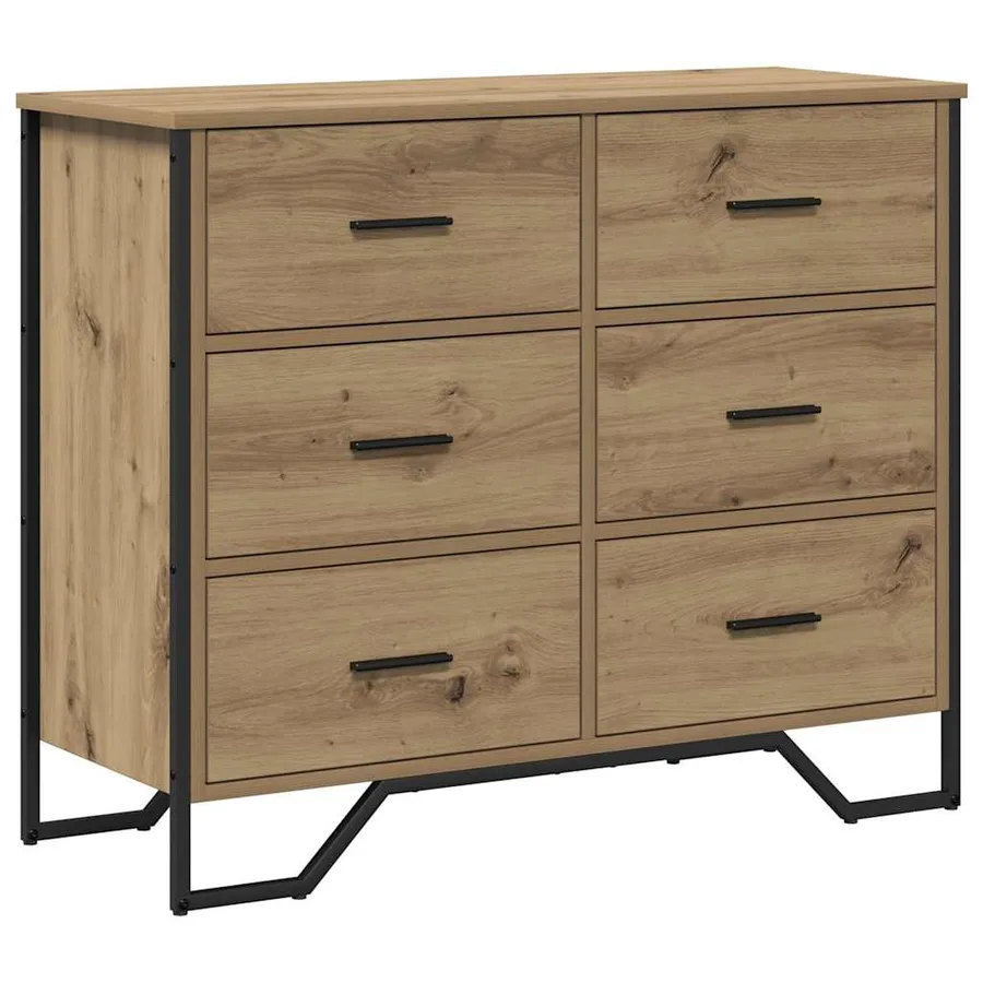 Commode 6-Tiroir Chêne artisanal 91 x 35,5 x 74,5 cm - 2