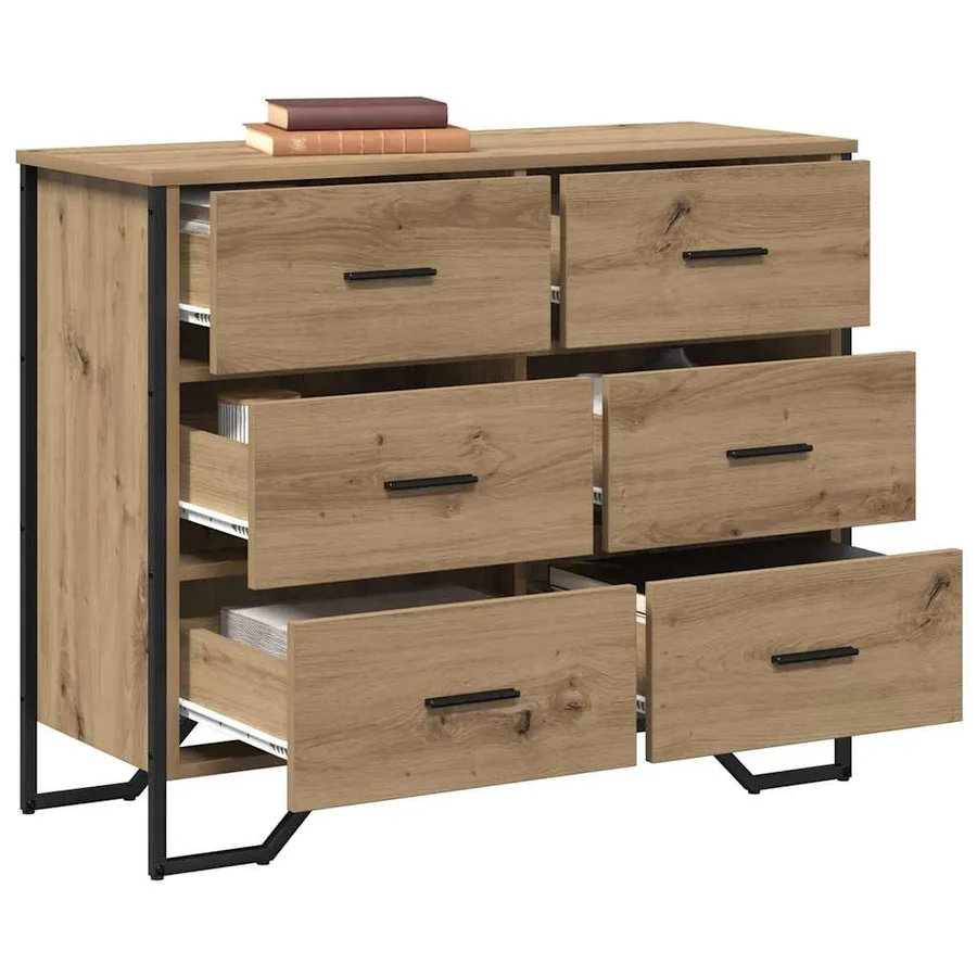 Commode 6-Tiroir Chêne artisanal 91 x 35,5 x 74,5 cm - 3