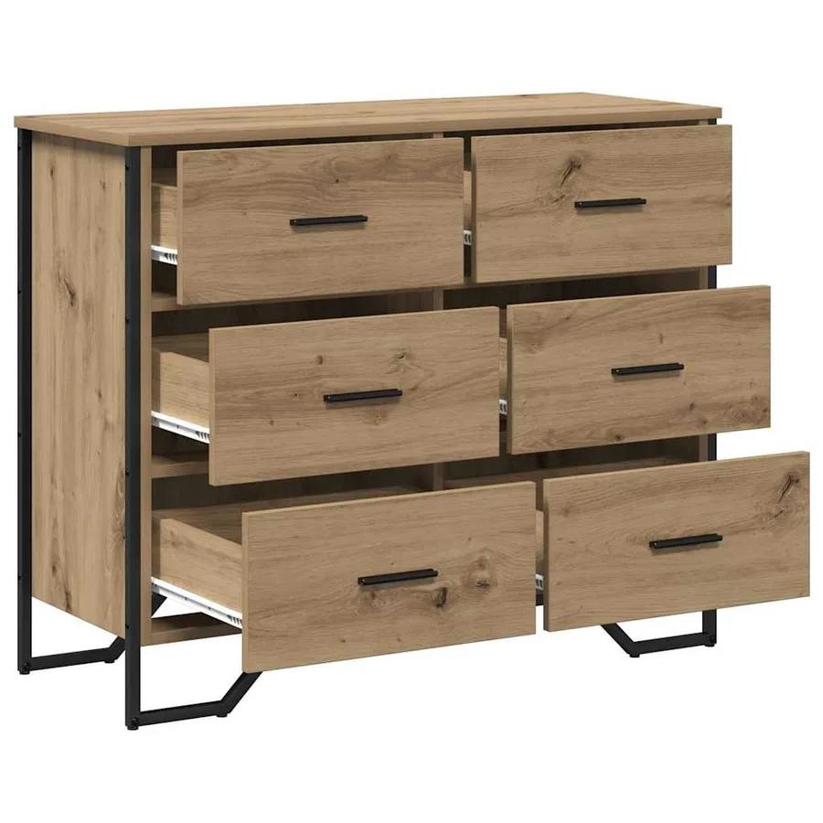 Commode 6-Tiroir Chêne artisanal 91 x 35,5 x 74,5 cm - 5
