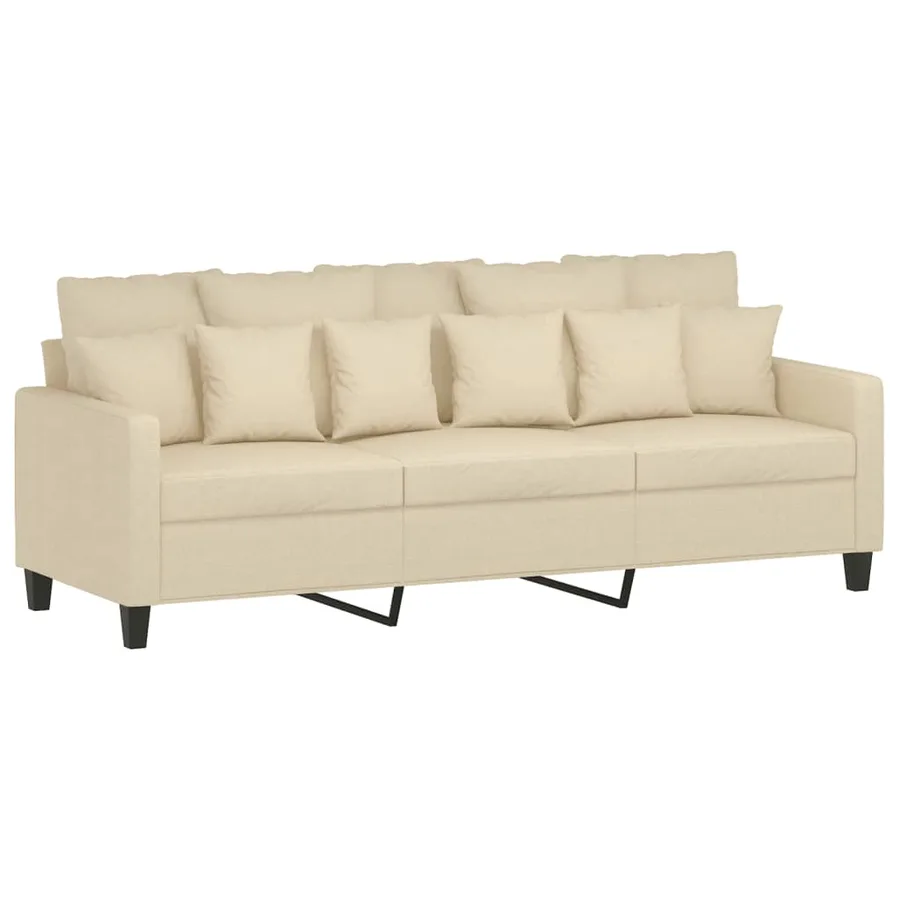 Canapé à 3 places avec repose-pieds Crème 180 cm Tissu - 4