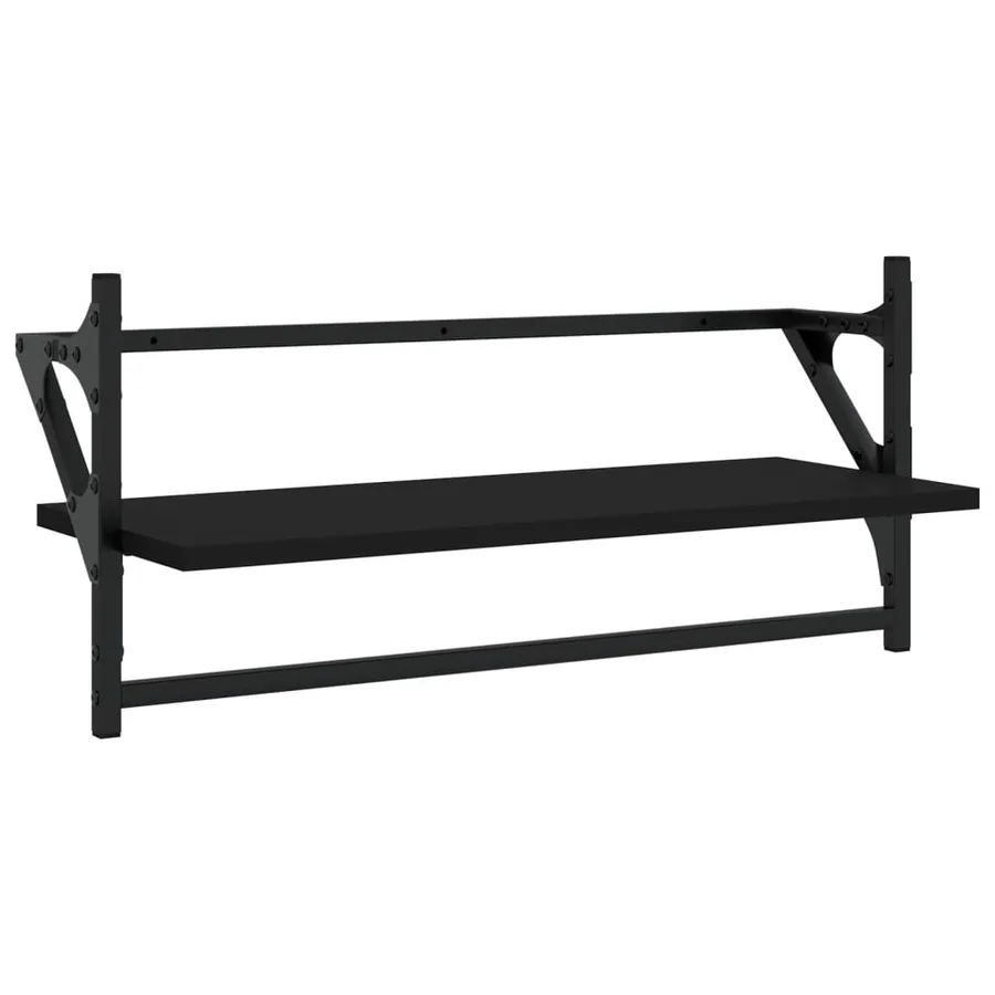 Ensemble d'étagères murales barres 4 pcs noir bois d'ingénierie - 5
