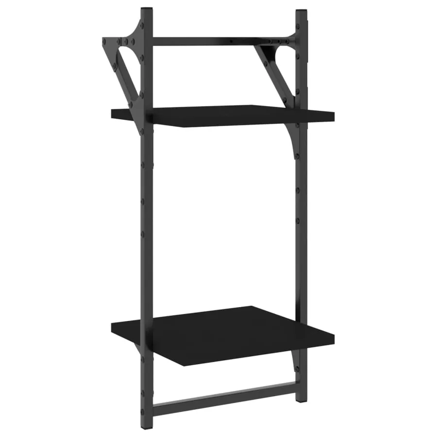 Ensemble d'étagères murales barres 4 pcs noir bois d'ingénierie - 7