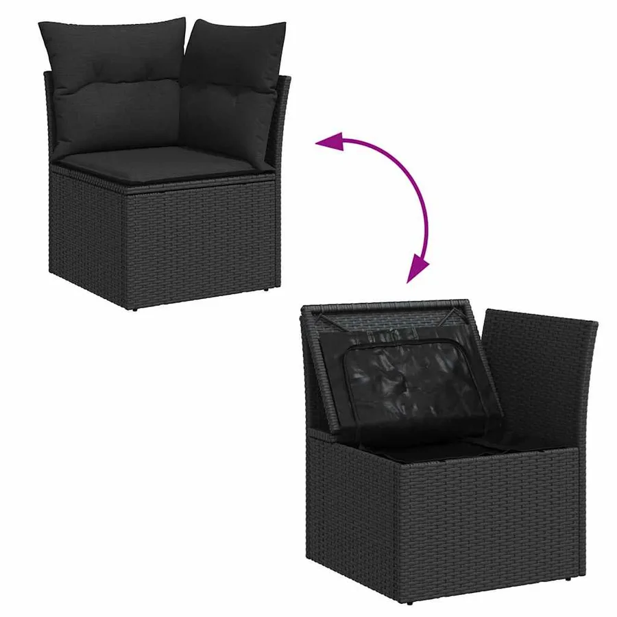 Ensemble de Canapés avec coussin 9 pcs Noir polyrotin - 13