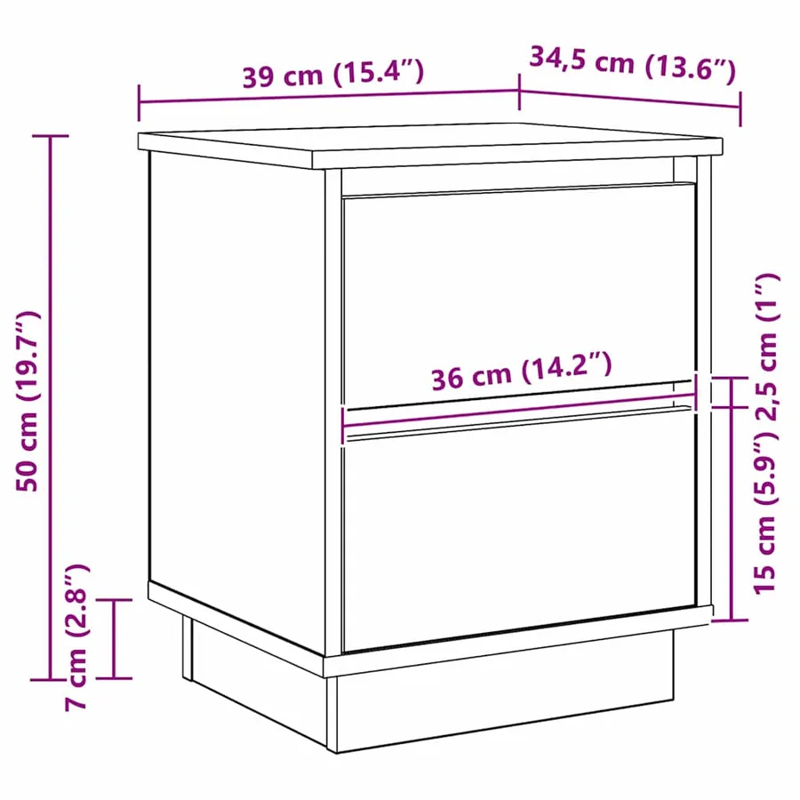 Cabinet de chevet avec tiroir Chêne Sonoma 39 x 34,5 x 50 cm - 14