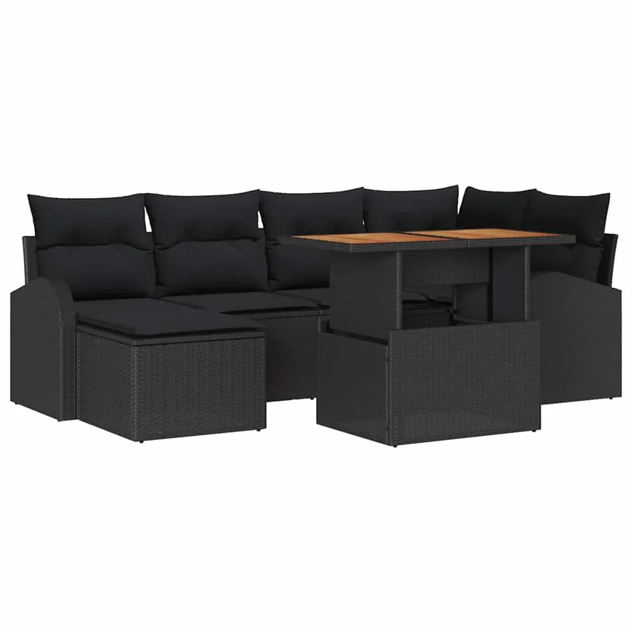 Ensemble de canapé de jardin avec coussin 7 pcs Noir - 2