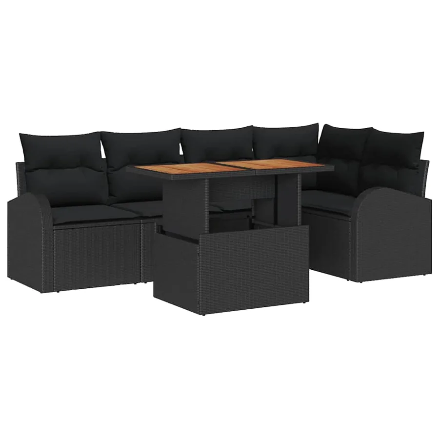 Ensemble de canapé de jardin avec coussin 6 pcs Noir - 2