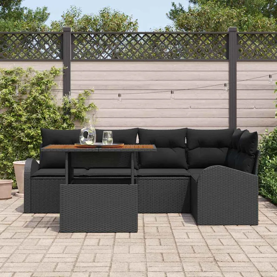 Ensemble de canapé de jardin avec coussin 6 pcs Noir - 3