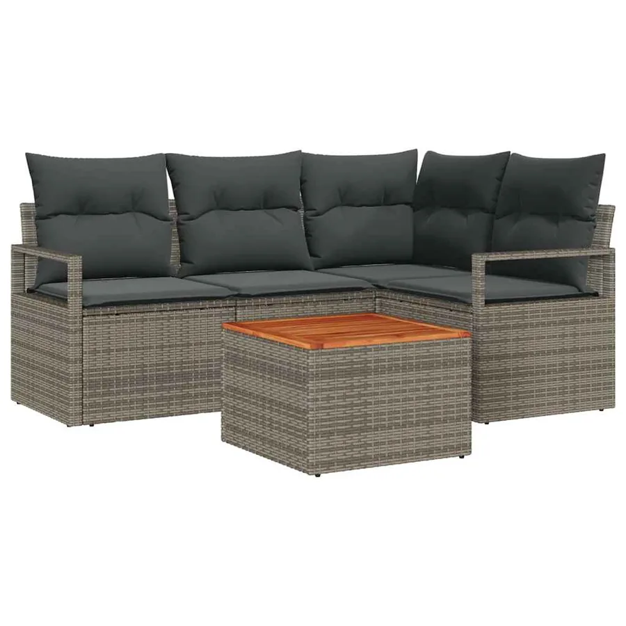 Ensemble de canapé de jardin avec stockage 5 pcs Gris polyrotin - 2