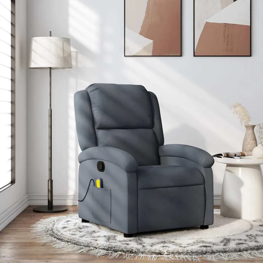 Fauteuil de massage inclinable velours gris foncé