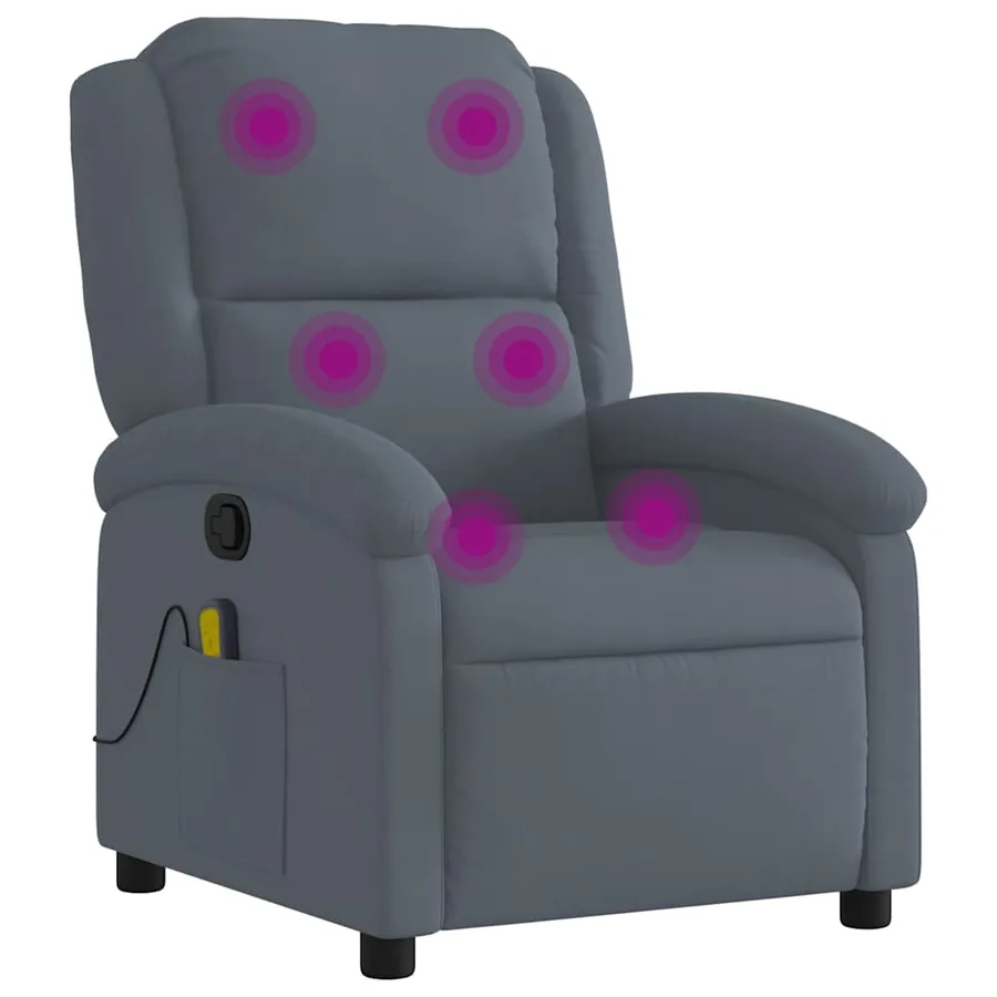 Fauteuil de massage inclinable velours gris foncé - 2