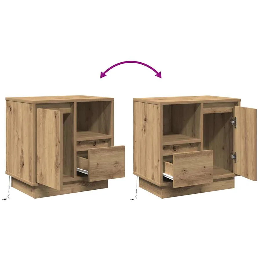 Cabinet de chevet Chêne artisanal 50 x 34,5 x 50 cm. - 11